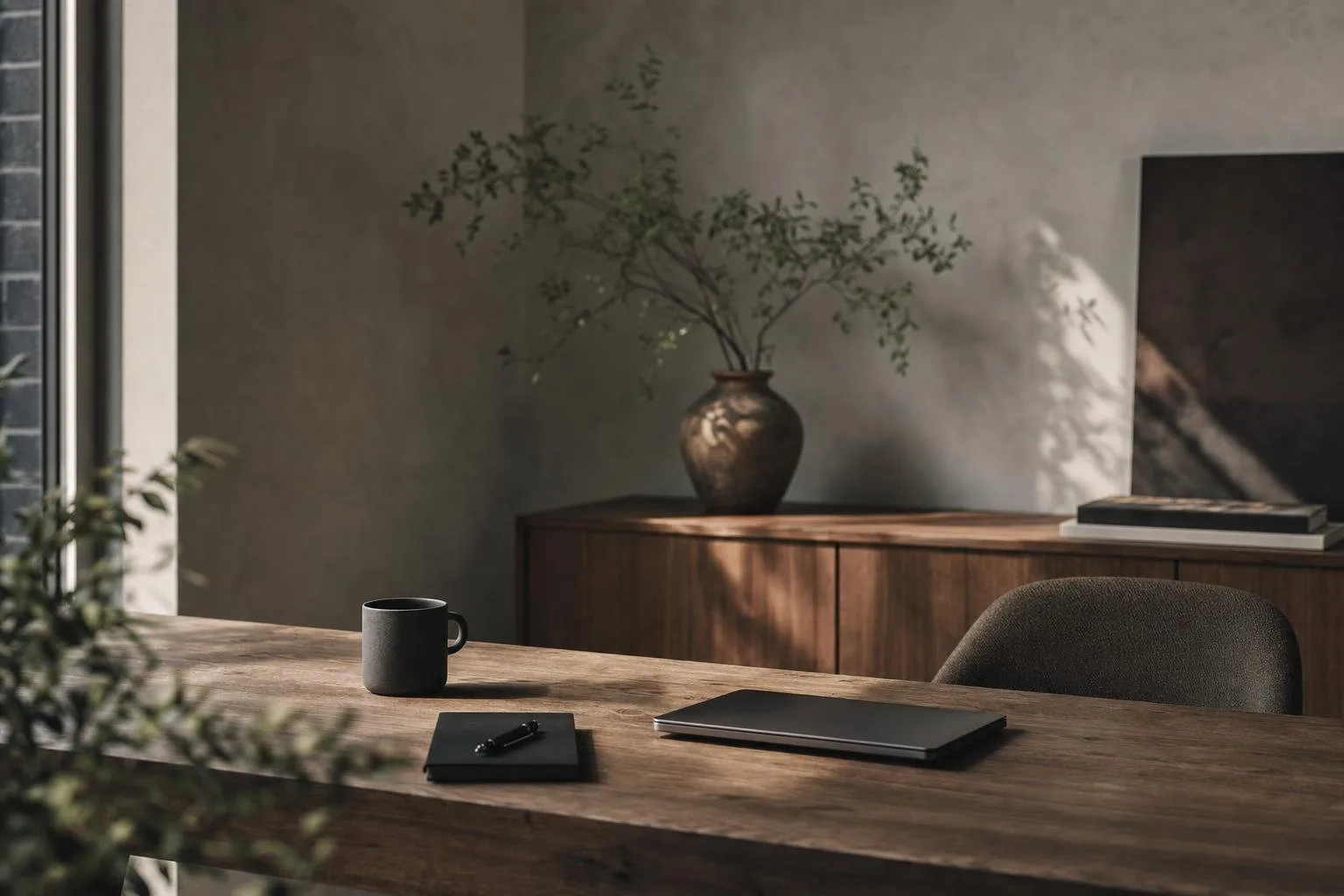 Minimal studio interior in monochrome